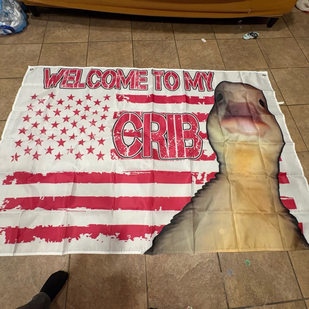 Welcome to My Crib Flag with Animal Print